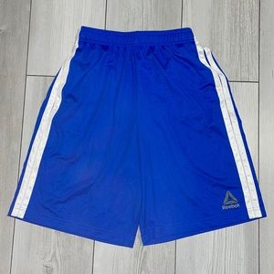 Reebok speedwick royal blue white stripe men’s basketball shorts size small.
